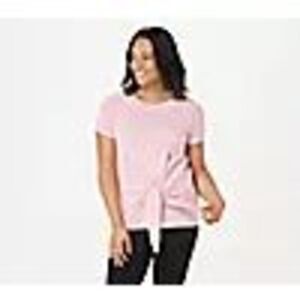 AnyBody Womens 3X Cozy‎ Knit Slub Tie Front Tee T Shirt Candy Pink Stretch NWT